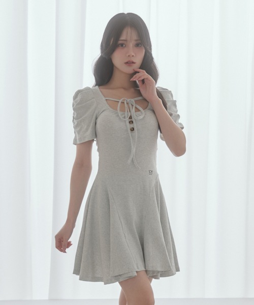 M DOLLY ワンピース 半袖 *M DOLLY original* girly ribbon mini dress