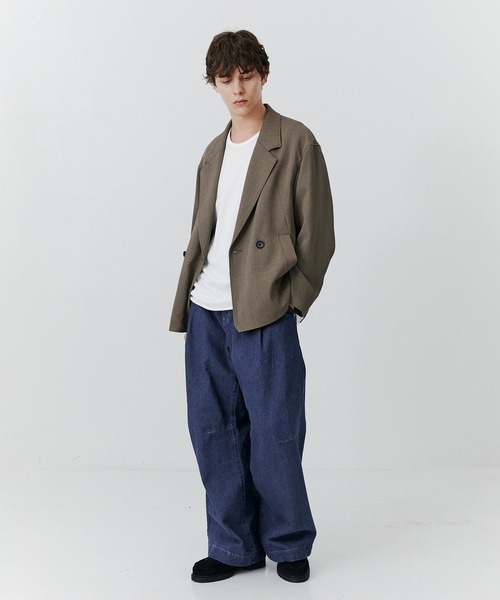 AQUA WOOLカルゼダブルジャケット＆タックスラックス セットアップ 2 セットアップ対応〉AQUA WOOLカルゼダブルジャケット（セットアップ