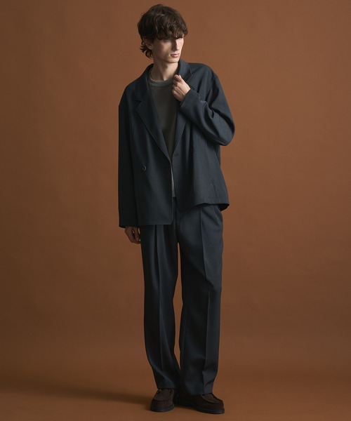 AQUA WOOLカルゼダブルジャケット＆タックスラックス セットアップ 2 セットアップ対応〉AQUA WOOLカルゼダブルジャケット（セットアップ