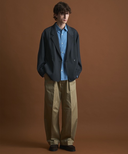 PUBLIC TOKYO AQUA WOOL カルゼダブルジャケット ネイビー セットアップ対応〉AQUA WOOLカルゼダブルジャケット /テーラード