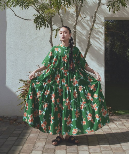 manana suerte（マニャーナスエルテ） 半袖ワンピース FREE グリーン