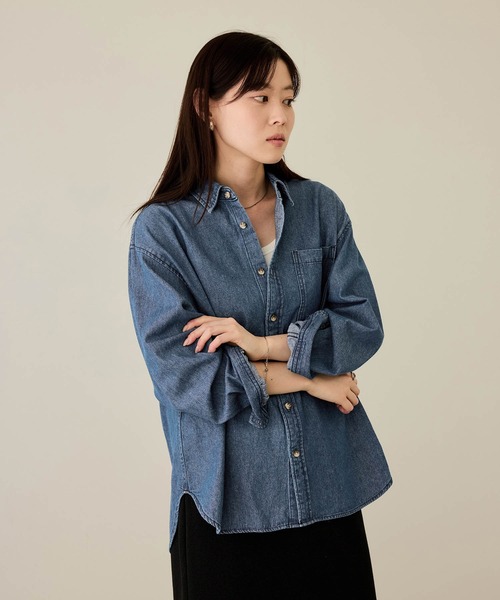 NAVY シャツ ルーズデニムシャツ メンズ レディース : ZOZOTOWN Yahoo