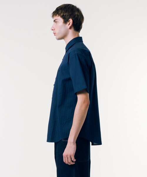 「LACOSTE」 半袖シャツ 39 ネイビー メンズの画像