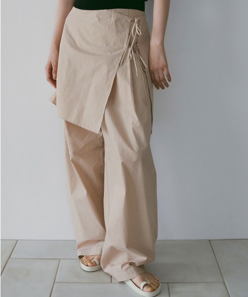 anuke（アンヌーク） パンツ Stripe Layered Pants レディース