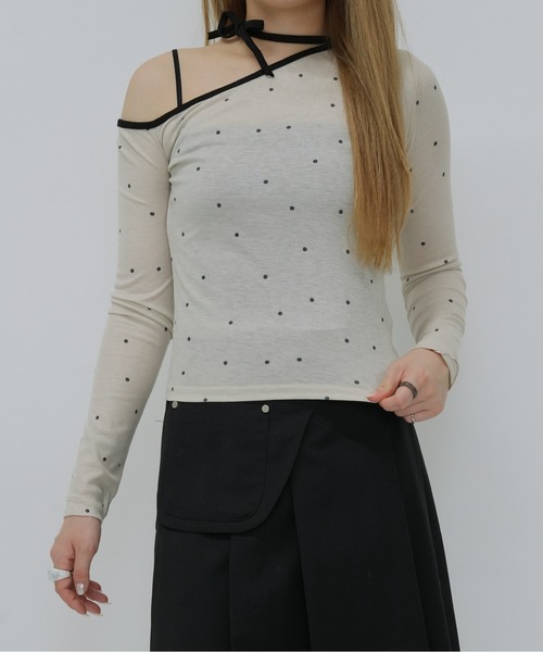 Enewd nina tシャツ ドットワンオフショルダートップス レディース