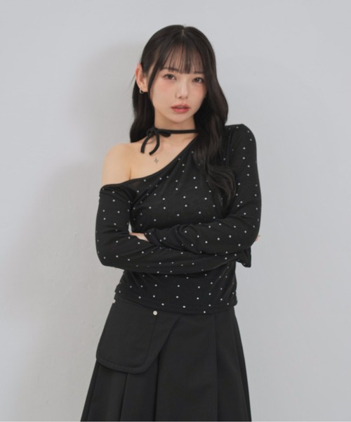 Enewd nina tシャツ ドットワンオフショルダートップス レディース