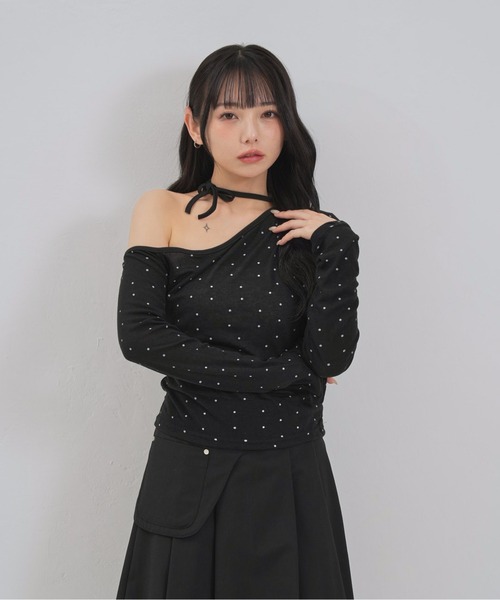 Enewd nina tシャツ ドットワンオフショルダートップス レディース