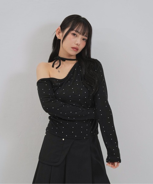 Enewd nina tシャツ ドットワンオフショルダートップス レディース