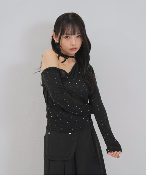 Enewd nina tシャツ ドットワンオフショルダートップス レディース