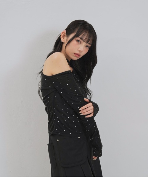 Enewd nina tシャツ ドットワンオフショルダートップス レディース