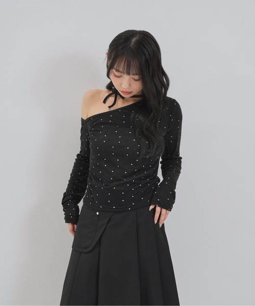 Enewd nina tシャツ ドットワンオフショルダートップス レディース