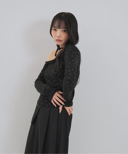 Enewd nina tシャツ ドットワンオフショルダートップス レディース