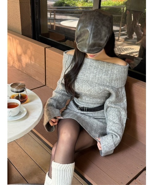 Darich（ダーリッチ） ワンピース ヘアリーオフショルニットミニ