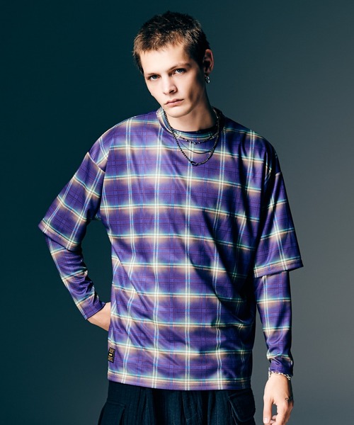 glamb（グラム） tシャツ Tech Mesh Check T-Shirt / テックメッシュ