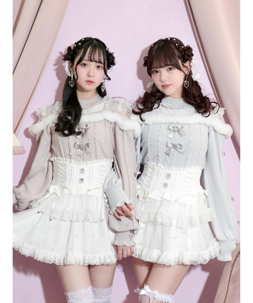 みみ【フォロー割引あり】 NOEMIE（ノエミー） ニット セーター ビジューリボンケーブル