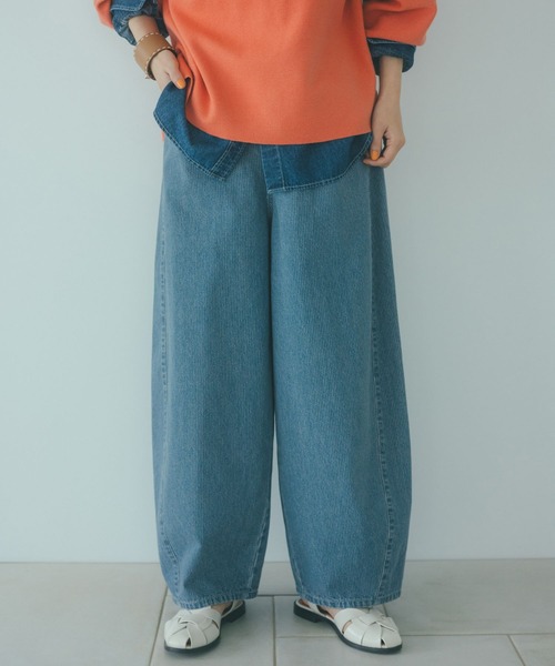 ワイドパンツ ジーンズ デニム デニムパンツ バギーバレルデニムパンツ「プチ・プラスサイズあり」「CLIP denim」 レディースの画像