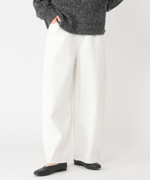 ワイドパンツ ジーンズ デニム デニムパンツ バギーバレルデニムパンツ「プチ・プラスサイズあり」「CLIP denim」 レディースの画像