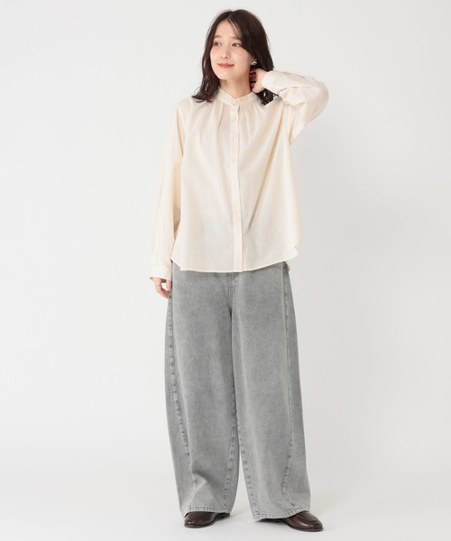 ワイドパンツ ジーンズ デニム デニムパンツ バギーバレルデニムパンツ「プチ・プラスサイズあり」「CLIP denim」 レディースの画像