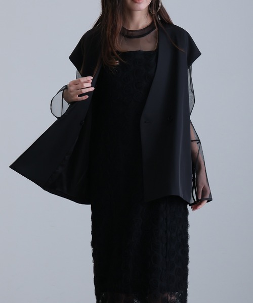 atlo ローズレースペンシルドレス ブラック M 結婚式 パーティードレス atlo（アトロ） パーティードレス ドレス ローズ レース セパレート
