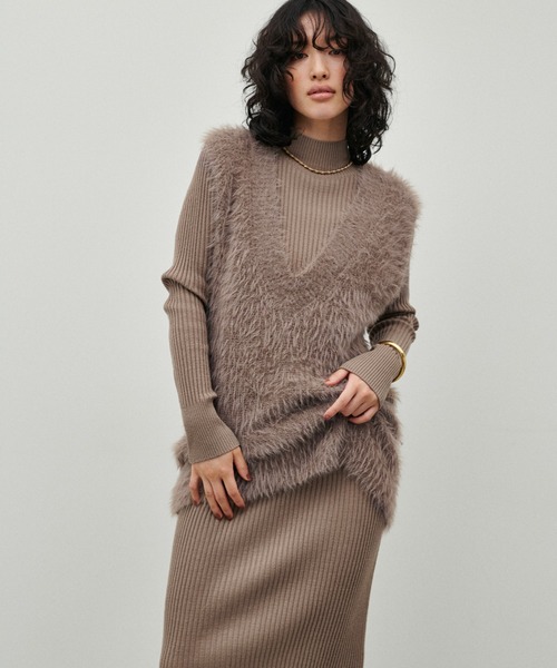 「LARUTA」 ニットベスト FREE ブラック レディース_画像9