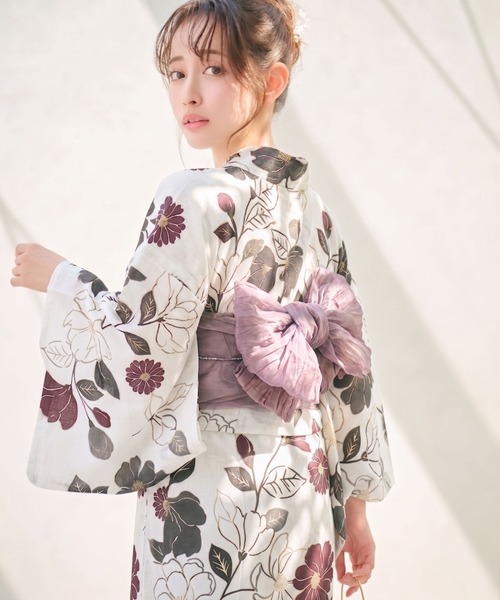 Ada. 浴衣 2点セット 「帯+浴衣」 浴衣 大胆な花柄で華やかに