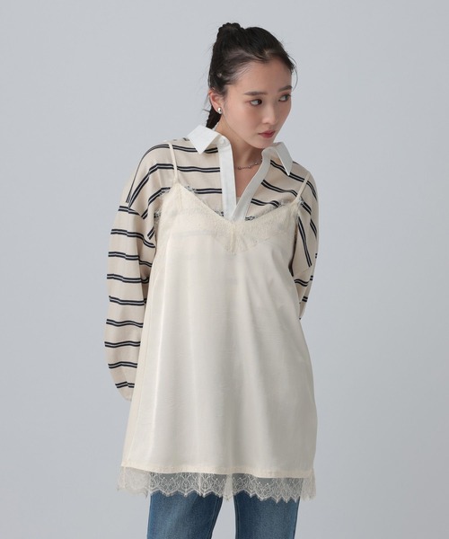 LEPSIM（レプシィム） キャミソール サテンレースキャミチュニック