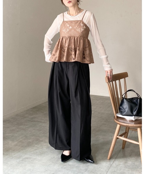 She's Closet キャミソール バックリボン クロシェ編み風 レース
