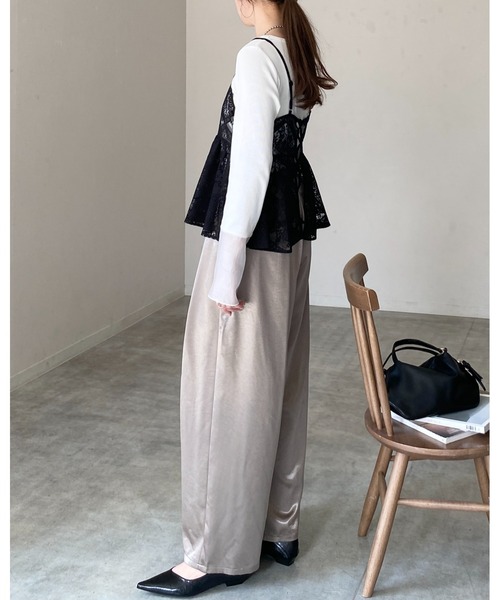 She's Closet キャミソール バックリボン クロシェ編み風 レース