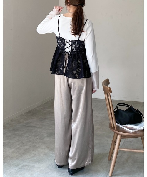 She's Closet キャミソール バックリボン クロシェ編み風 レース