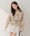 トレンチコート コート ショートフレアトレンチ...の詳細画像1