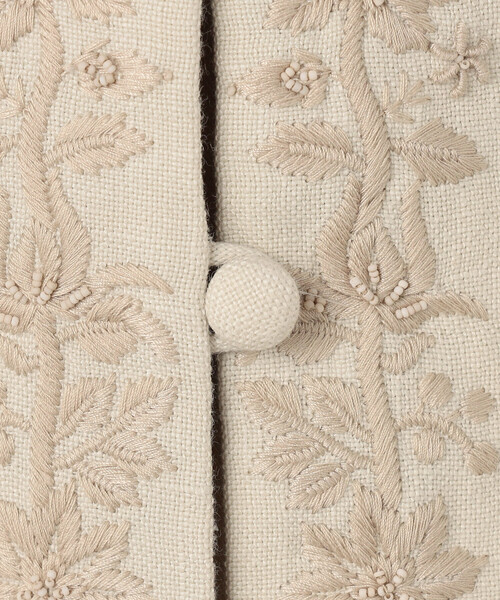 ベスト ジレ INTO THE EAST｜コットンリネン 刺繍ベスト Beige WOMEN レディースの画像