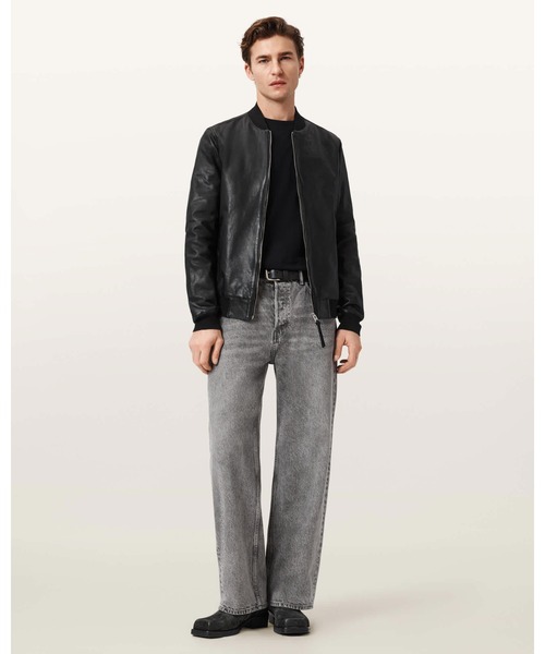 DIESEL 羊革 レザージャケット MA-1 ボンバージャケット ブラック S DIESEL ディーゼル MA-1 レザージャケット ラムレザー 黒 L相当 羊革