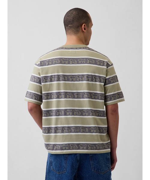 GAP（ギャップ） tシャツ キース・ヘリング オーバーサイズ ストライプ