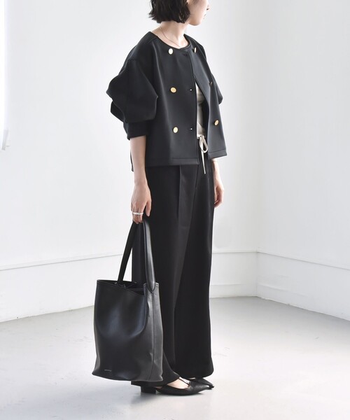 「quaranciel」 ノーカラージャケット ONE SIZE ブラック レディース_画像3