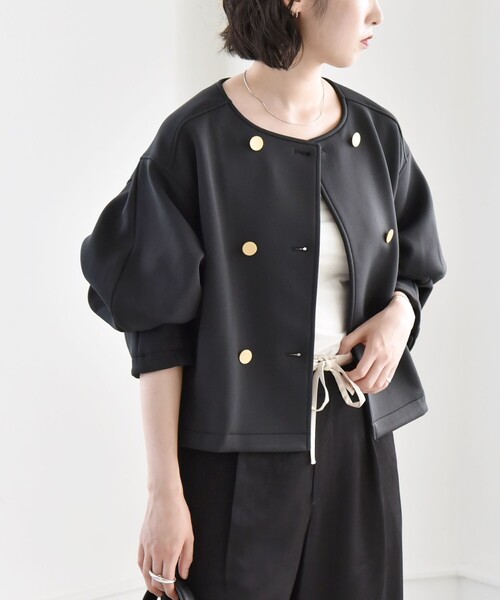 「quaranciel」 ノーカラージャケット ONE SIZE ブラック レディース_画像5