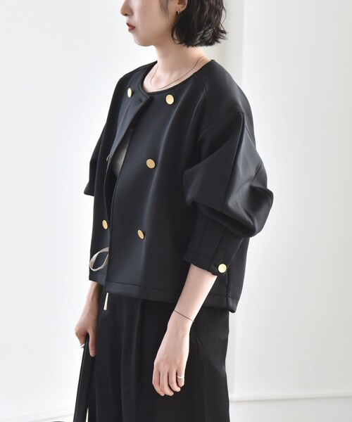 「quaranciel」 ノーカラージャケット ONE SIZE ブラック レディース_画像6