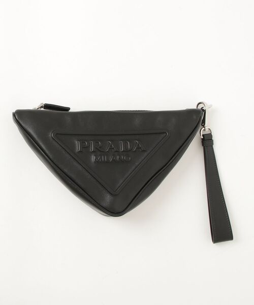 PRADA（プラダ） Leather Prada Triangle pouch ハンドバッグ