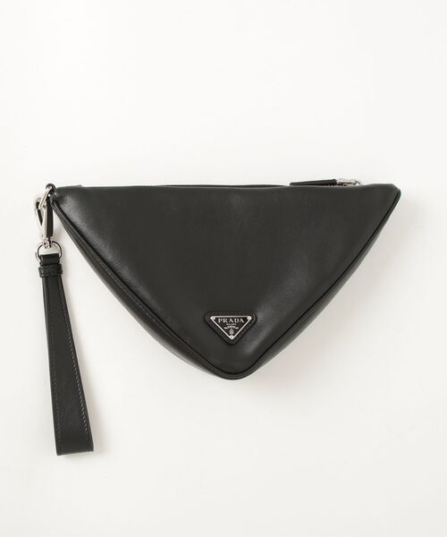 PRADA（プラダ） Leather Prada Triangle pouch ハンドバッグ