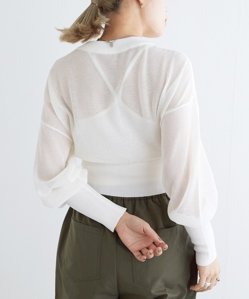 「w closet」 ニットカーディガン FREE オフホワイト レディース_画像4