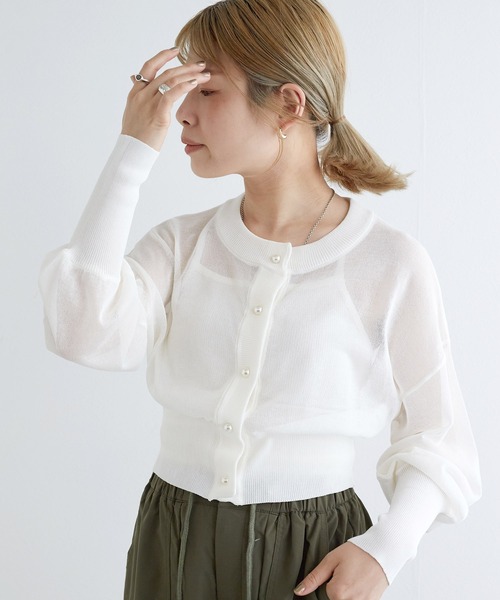 「w closet」 ニットカーディガン FREE オフホワイト レディース_画像5