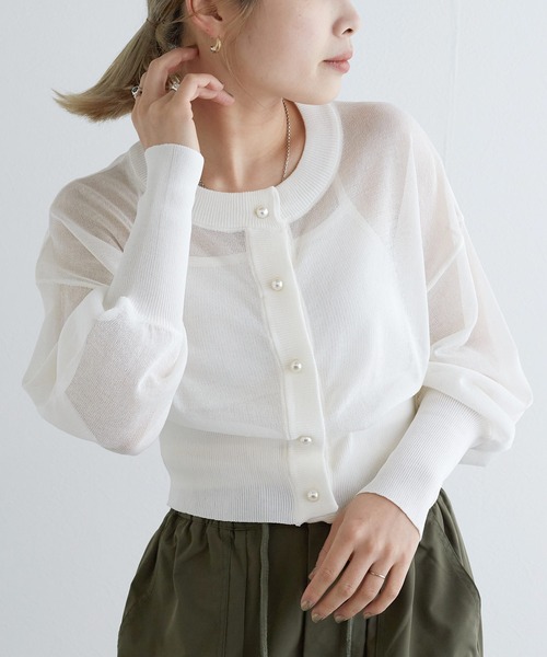 「w closet」 ニットカーディガン FREE オフホワイト レディース_画像8