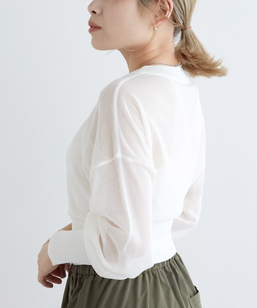「w closet」 ニットカーディガン FREE オフホワイト レディース_画像9