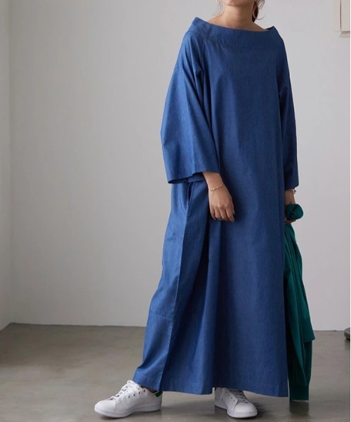 「No one knows」 長袖ワンピース M-L ワンウォッシュ レディース_画像3