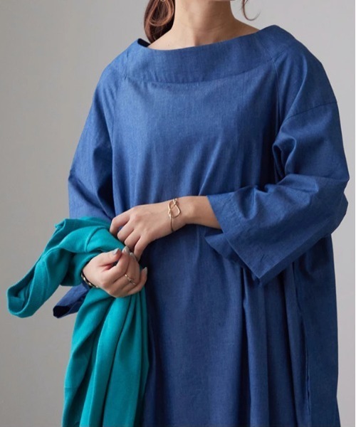 「No one knows」 長袖ワンピース M-L ワンウォッシュ レディース_画像5