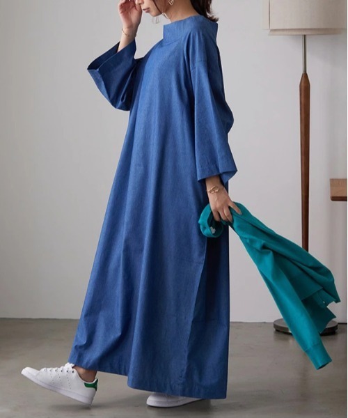 「No one knows」 長袖ワンピース M-L ワンウォッシュ レディース_画像9