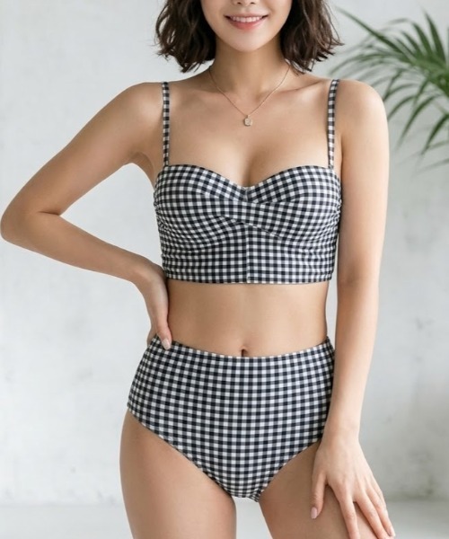 gossip!ロサンゼルス 水着 ギンガムチェック キャミソールビキニスイム