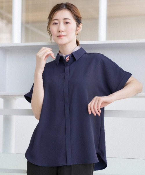 AOYAMA uvカット ブラウス シャツ 冷感シャツカラーブラウス「涼