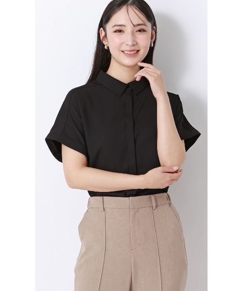 AOYAMA ブラウス シャツ 半袖 冷感シャツカラーブラウス「涼」「半袖