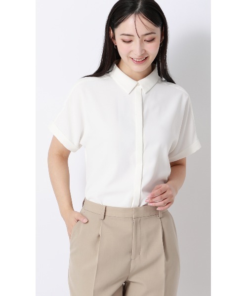 AOYAMA uvカット ブラウス シャツ 半袖 冷感シャツカラーブラウス「涼