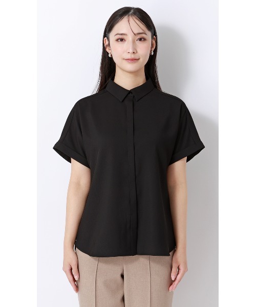 AOYAMA ブラウス シャツ 半袖 冷感シャツカラーブラウス「涼」「半袖